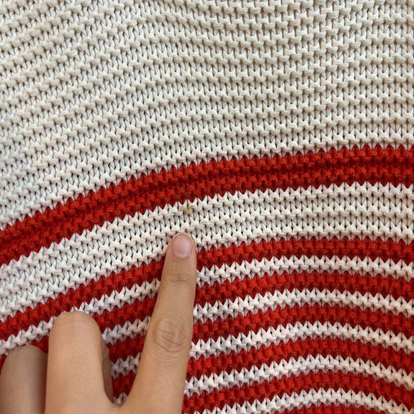 Mes Demoiselles 100% Cotton Knit Striped Wide Quarter Sleeve Pullover Sweater TU - Picture 8 of 12